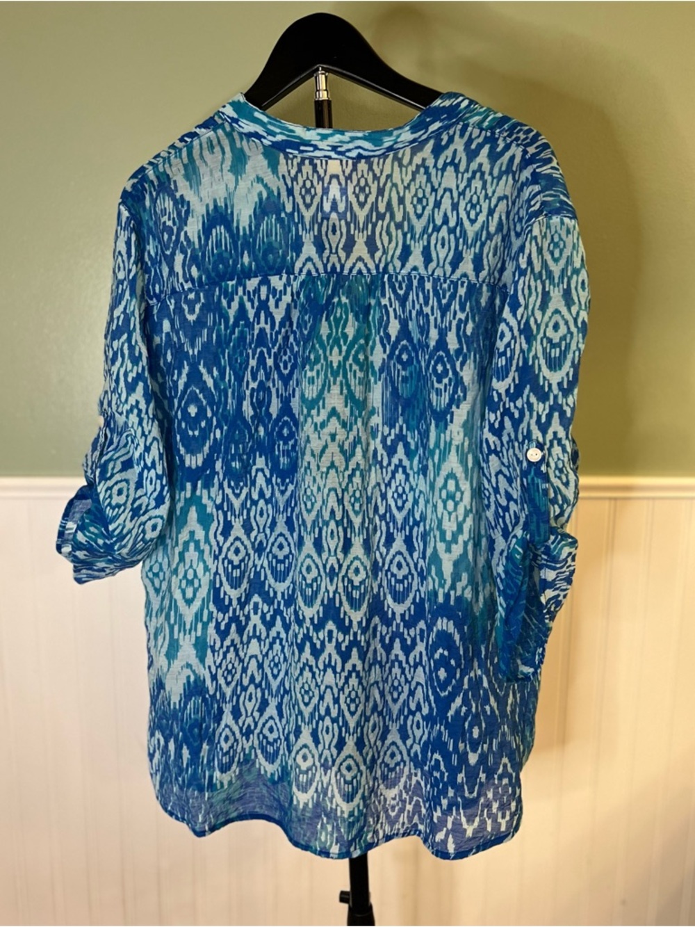 Ruby Rd. Blue & Turquoise Patterned Button-Down Shirt - Picture 2 of 7